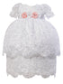 Rain Kids Little Girls White Puff Sleeve Bonnet 3 Pc Baptism Gown Set 2-3 - SophiasStyle.com